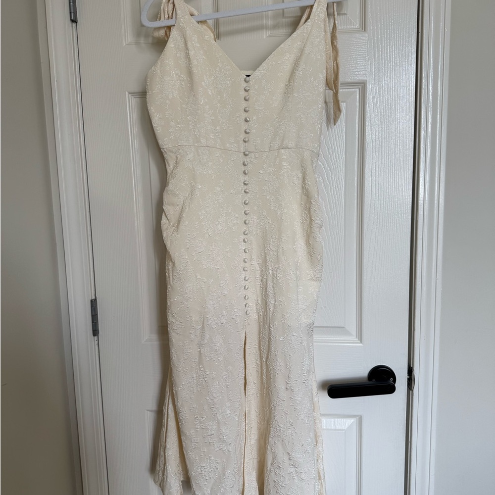 SHEIN Ivory Strapless Button-Front Dress